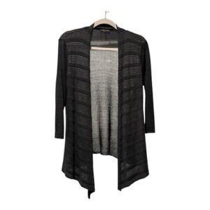 Eileen Fisher Silk Blend Open Weave Cardigan S | Lightweight Draped Gray Sweater